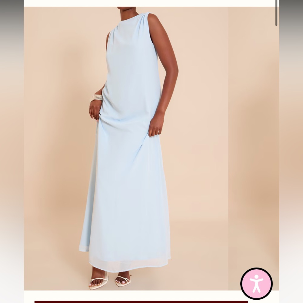 BABY BLUE CHIFFON FLOATY SLEEVELESS MAXI DRESS